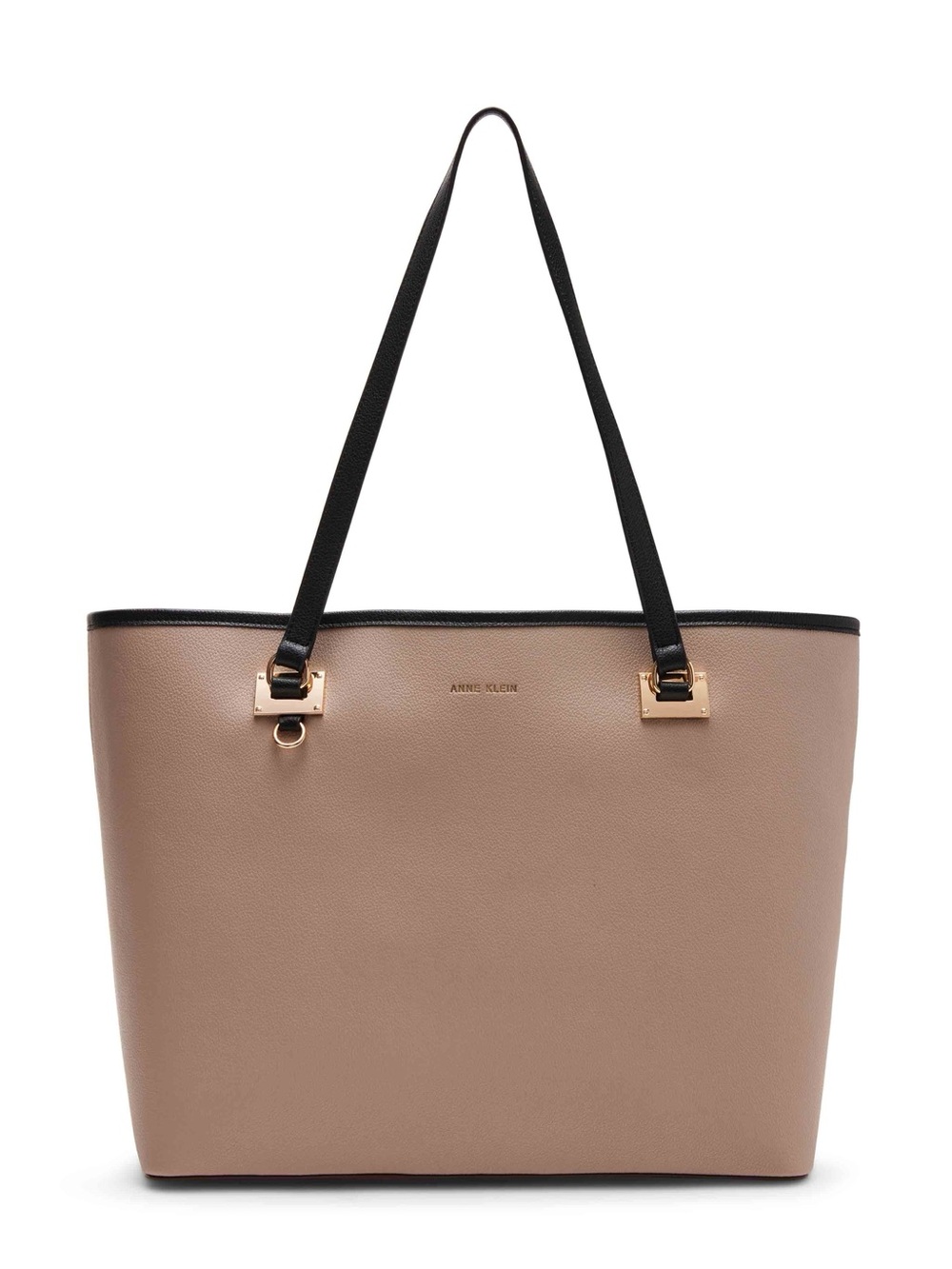 Anne Klein Cream Tote with Black Handles and Gold Hardware